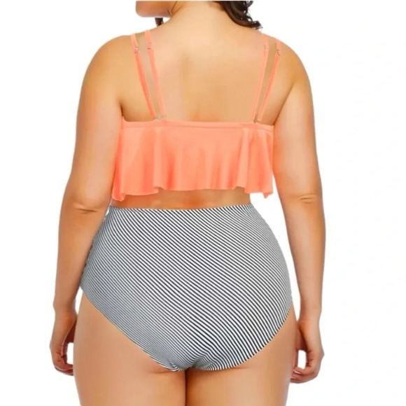 NWT Aqua Eve Women's Plus Size 2 Piece Swimsuit Off Shoulder Bikini High Waisted - Picture 4 of 8